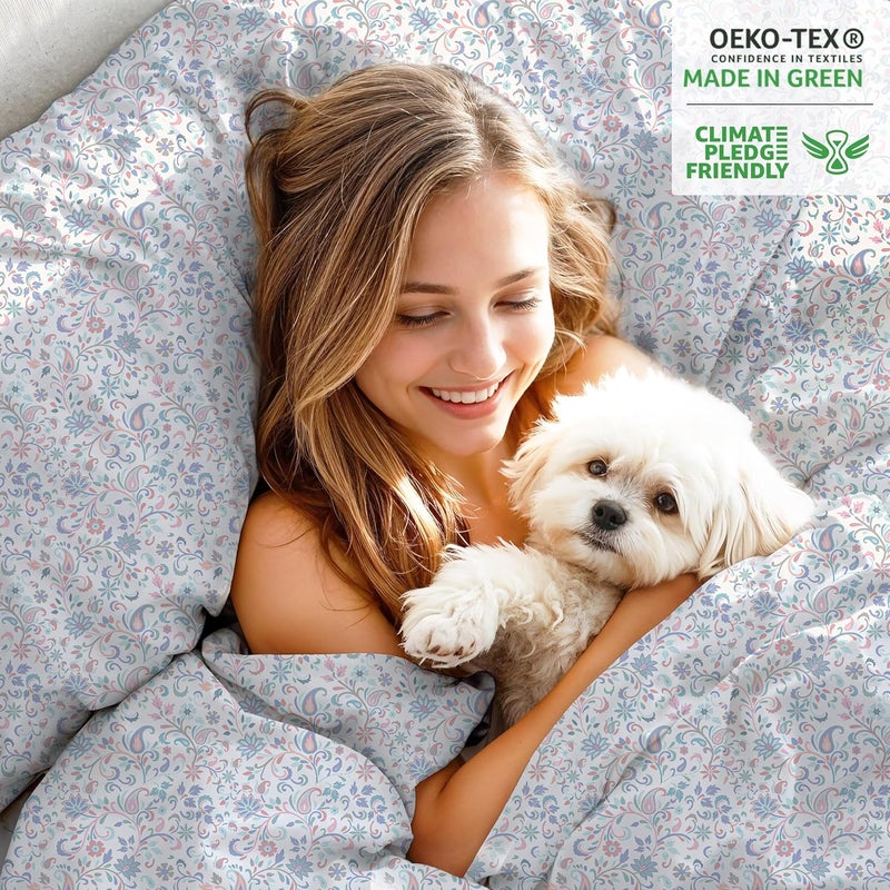 Ruvanti 100% Organic Cotton Sheets Twin XL Sheets Set, 3 PC Cotton Twin XL Bed Sheets, Soft & Breathable Crispy Percale Weave, Deep Pocket Twin XL Sheet, Hotel Quality Bed Sheets - Multi Paisley - Image 5