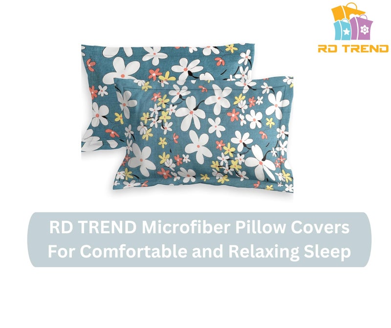 RD TREND® Glace Cotton Assorted Pillow Cover Set of 2 (4 Pcs) – Premium 210 TC, Standard Size 18"x28" | Soft & Breathable Floral Printed Design for Bedroom |Bluestar&Tea - Image 5