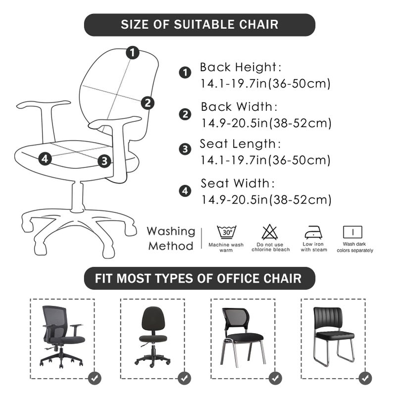 FORCHEER Floral Split Office Chair Covers Two Pieces Stretch Separated Desk Chair Slipcover Washable -Spring Floral - Image 5