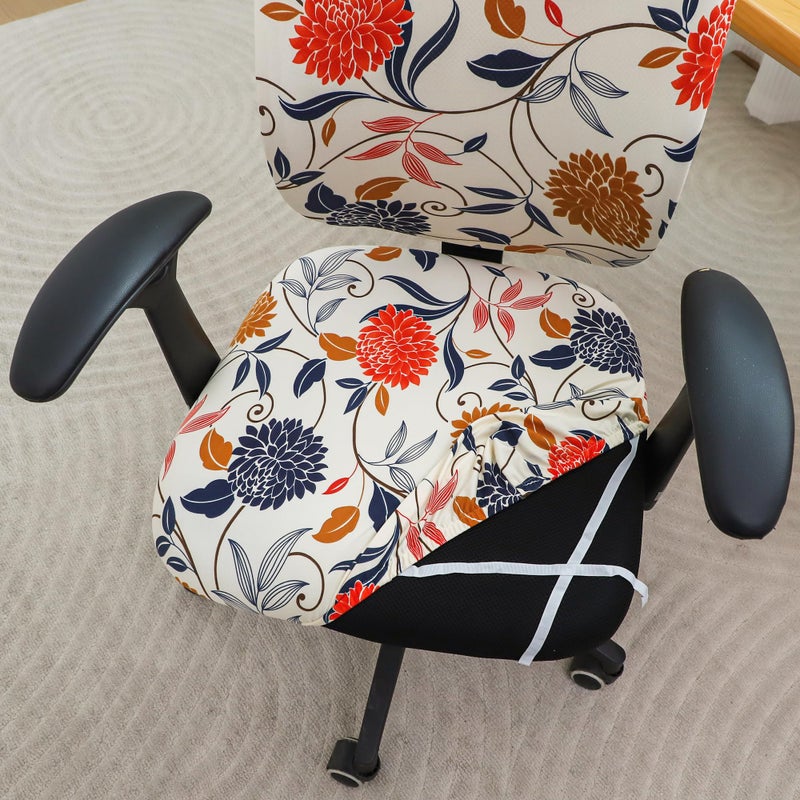 FORCHEER Floral Split Office Chair Covers Two Pieces Stretch Separated Desk Chair Slipcover Washable -Spring Floral - Image 4