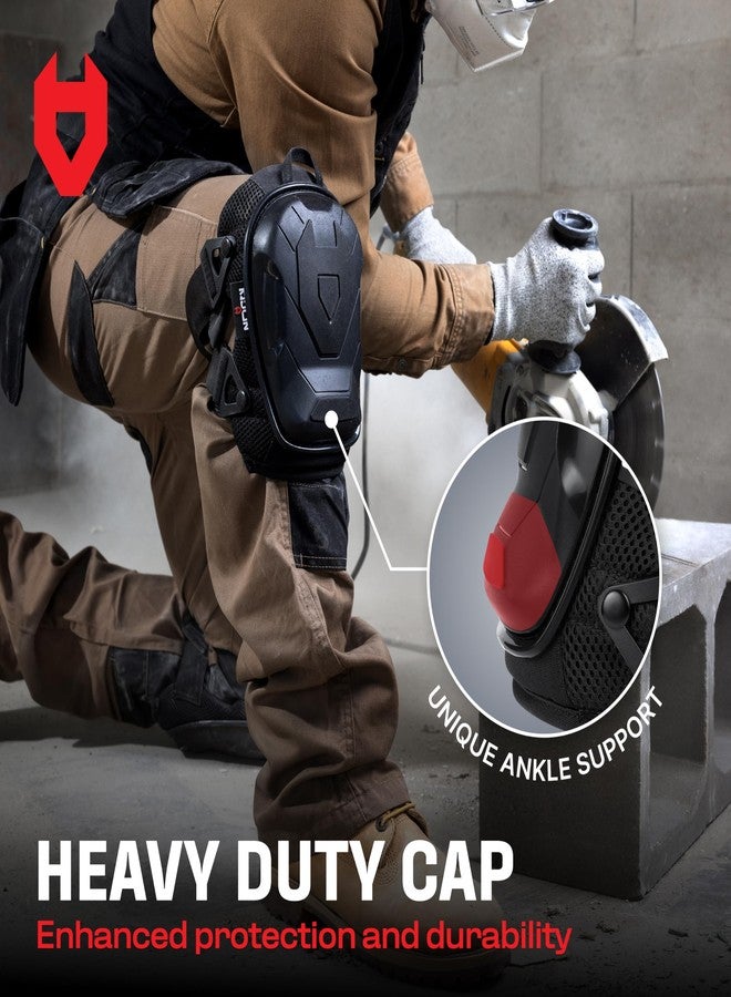 NoCry Professional Construction Knee Pads for Men and Women with Non-Slip Heavy Duty Cap and Ankle Support - Thick Foam and Gel Cushioning - Reinforced, Adjustable Straps and Military Grade Rivets - Image 3