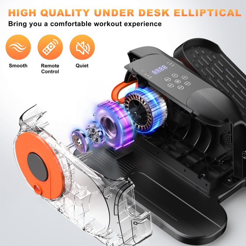 GooMags Mini Under Desk Elliptical Low Impact Electric Leg Exerciser As Seen on TV While Sitting for Seniors with Non-Slip Mat Quiet & Portable for Home and Office Black - Image 2