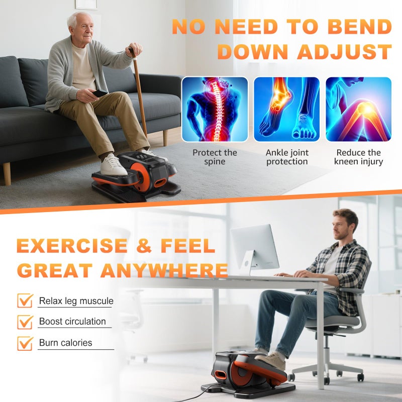GooMags Mini Under Desk Elliptical Low Impact Electric Leg Exerciser As Seen on TV While Sitting for Seniors with Non-Slip Mat Quiet & Portable for Home and Office Black - Image 3