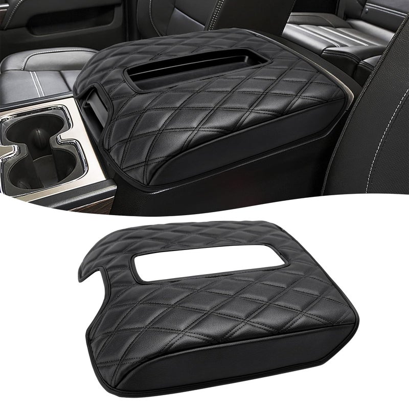 KBH Center Console Armrest Cover for Chevy Silverado GMC Sierra 1500 2500 3500 20142018 Tahoe Suburban Yukon 20152020 Bucket Seat Console Vinyl Leather BlackDouble Stitch