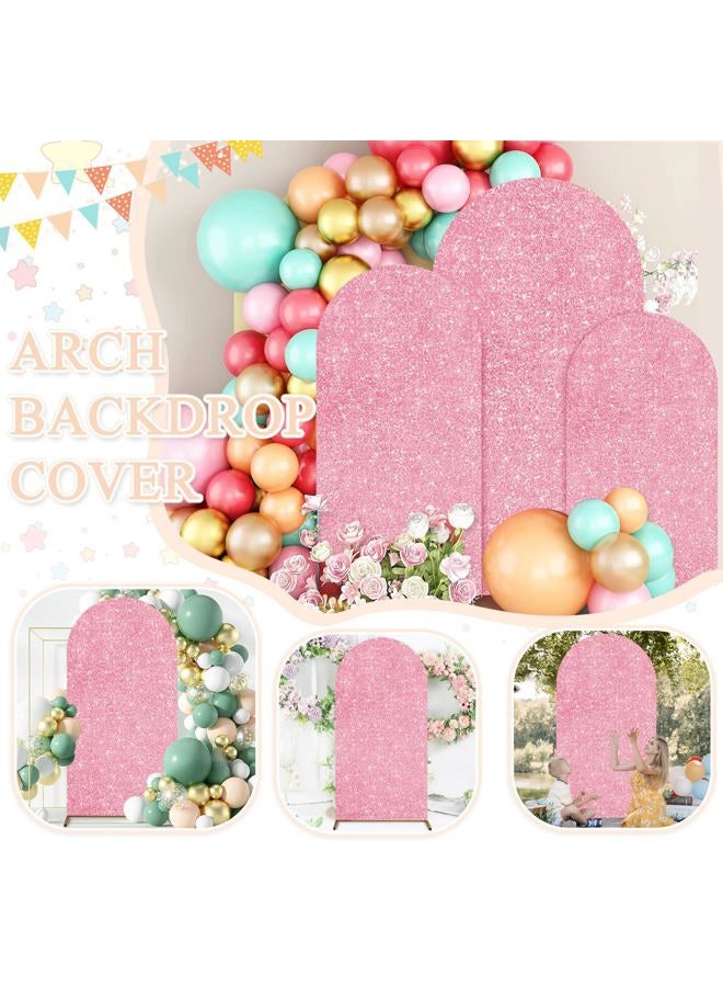 PATYDEST Arch Cover Set of 3 Sequin Wedding Arch Backdrop Cover 7.2FT 6.6FT 6FT Pink Gold Sparkle Arch Covers Stretchy Backdrop Chiara Backdrop Cover Spandex Arch Stand Covers for Balloon Arch Decor - Image 5