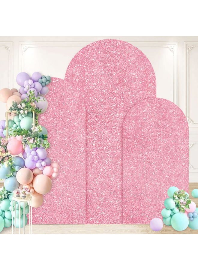 PATYDEST Arch Cover Set of 3 Sequin Wedding Arch Backdrop Cover 7.2FT 6.6FT 6FT Pink Gold Sparkle Arch Covers Stretchy Backdrop Chiara Backdrop Cover Spandex Arch Stand Covers for Balloon Arch Decor - Image 1