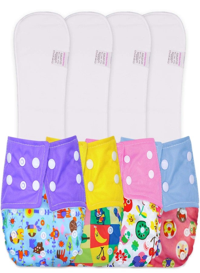بيمبيكا حفاضات قماشية مطبوعة للأطفال من بيمبيكا إيه بلس، قابلة للغسل وإعادة الاستخدام، مقاسات قابلة للتعديل (مجموعة من 4 قطع) (تتضمن 4 حشوات جافة الملمس) 4EBP - Image 1