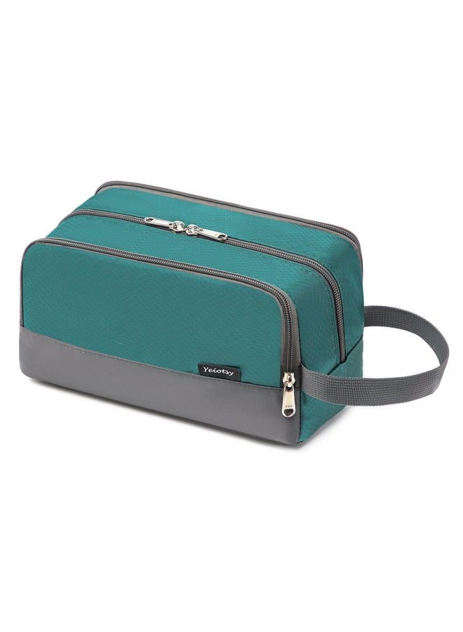 Yeiotsy Boys Toiletry Bag - Kids Travel Dopp Kit with Mesh Pockets, Compact Organizer for Gym, Camping, Hiking (Emerald Green) - Image 1