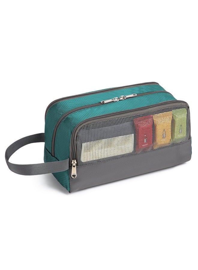 Yeiotsy Boys Toiletry Bag - Kids Travel Dopp Kit with Mesh Pockets, Compact Organizer for Gym, Camping, Hiking (Emerald Green) - Image 3