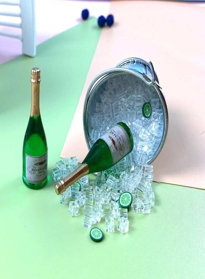 RillyRellow Dollhouse Miniature Champagne and Ice Bucket Set, Miniature Champagne Bottle, Miniature Bottle of Champagnes in a Silver Ice Bucket, for Dollhouse Decoration - Image 4