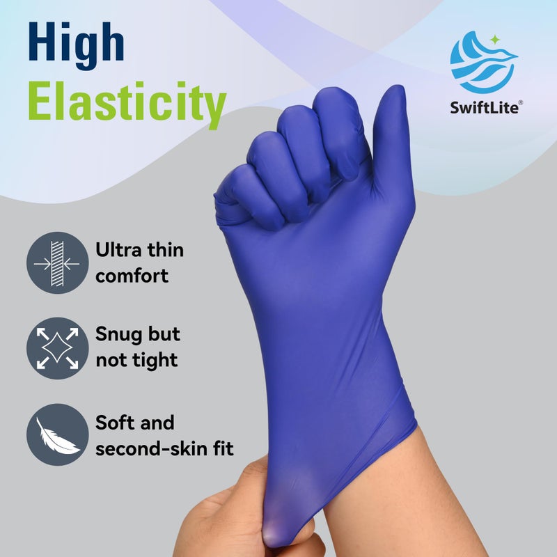 SWIFTLITE Disposable Nitrile Gloves, Food Safe, Latex-Free Powder-Free, Kitchen Rubber Gloves for Cooking, Cleaning and Food Prep (X-Large, 100) - Image 3