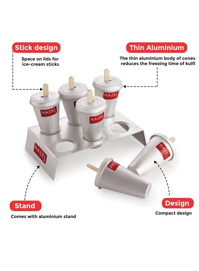 Hazel قالب كولفي من الألمنيوم هازيل | مجموعة قوالب كولفي مكونة من 6 مع حامل و 12 عصا مثلجات مجموعة DIY | صانع مثلجات قابل لإعادة الاستخدام - Image 3