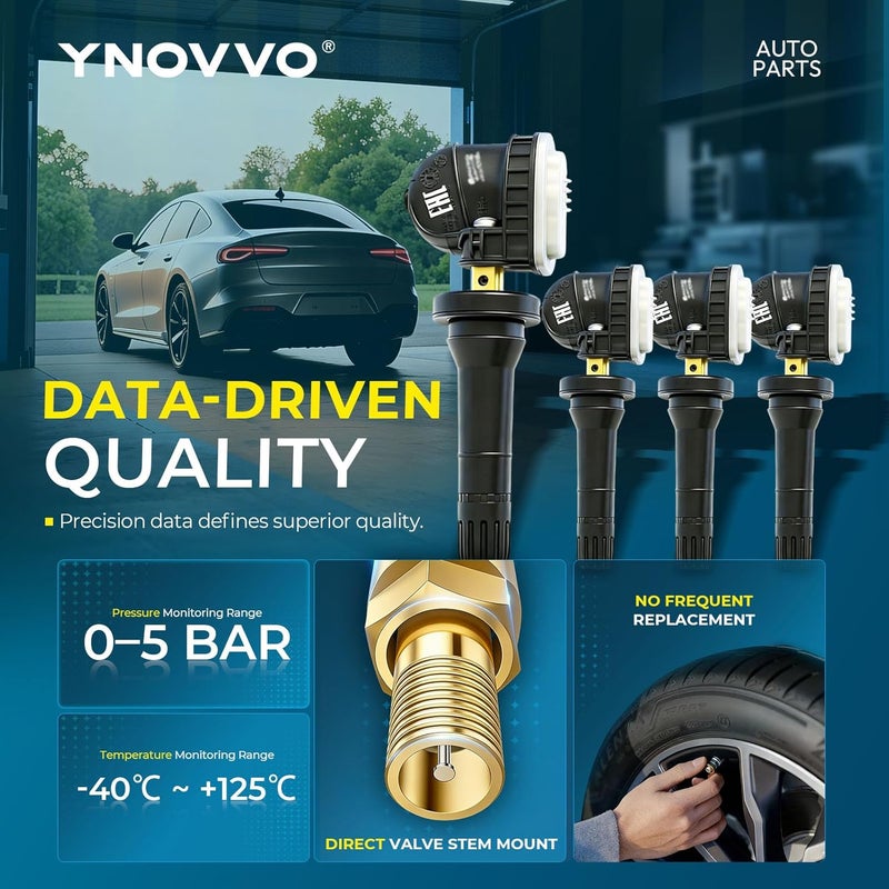 Ynovvo مجموعة من 4 حساسات ضغط الإطارات TPMS، حساس ضغط الإطارات، بديل لنظام مراقبة ضغط الإطارات لـ OEM 28103FL00A 28103FL00B 28103FL001 - Image 4