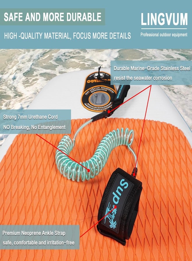 LINGVUM Coiled SUP Leash Premium Paddle Board Ankle Leashes Legrope Strap for Paddleboard, Surfboard, Longboard - Image 5