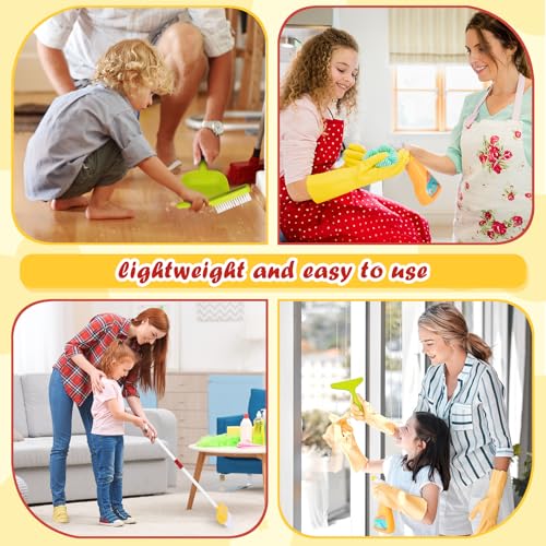 LIMIROLER Kids Cleaning Toy Set Toddlers Broom Dust Pan Set for Housekeeping Pretend Play Cleaning Set Cleaning Toys Gift for Toddlers Girls Boys Age 36 Years Old 6PCS Red Set - Image 5