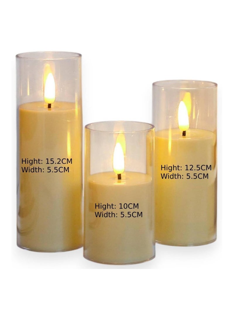 MOMENT Flameless Candles, Set Of 3 Flameless Pillar Candles, Battery Operated Fake Candle, Led Flameless Candles Flickering, Elegant Wickless Design, Perfect For Home Decor - Image 2