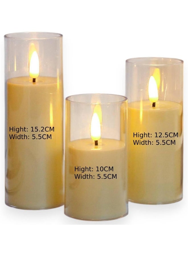 MOMENT Flameless Candles, Set Of 3 Flameless Pillar Candles, Battery Operated Fake Candle, Led Flameless Candles Flickering, Elegant Wickless Design, Perfect For Home Decor - Image 2