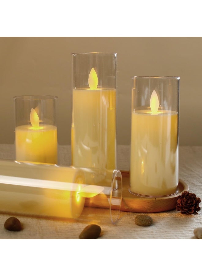 MOMENT Flameless Candles, Set Of 3 Flameless Pillar Candles, Battery Operated Fake Candle, Led Flameless Candles Flickering, Elegant Wickless Design, Perfect For Home Decor - Image 3