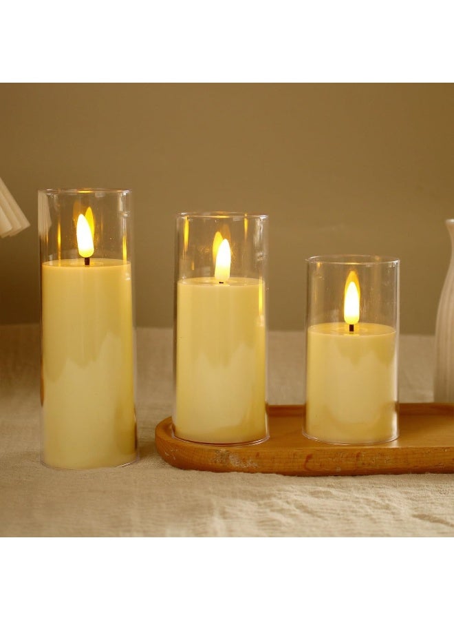 MOMENT Flameless Candles, Set Of 3 Flameless Pillar Candles, Battery Operated Fake Candle, Led Flameless Candles Flickering, Elegant Wickless Design, Perfect For Home Decor - Image 5