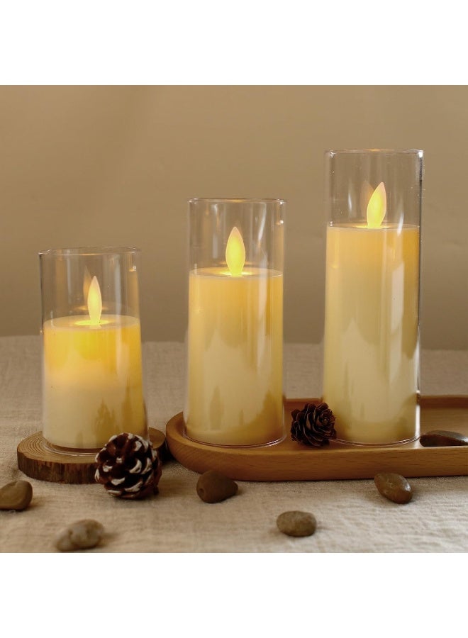 MOMENT Flameless Candles, Set Of 3 Flameless Pillar Candles, Battery Operated Fake Candle, Led Flameless Candles Flickering, Elegant Wickless Design, Perfect For Home Decor - Image 4
