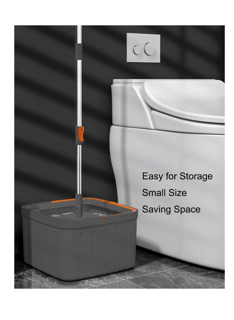 Spin Mop & Bucket Set,Microfiber Flat Mop with Bucket & 5 Spin Mop Refill for Kitchen Bedroom,360° Rotating Floor Mop with Adjustable Handle/Wringer Set/Dirty Clean Water Seperated System (Square)