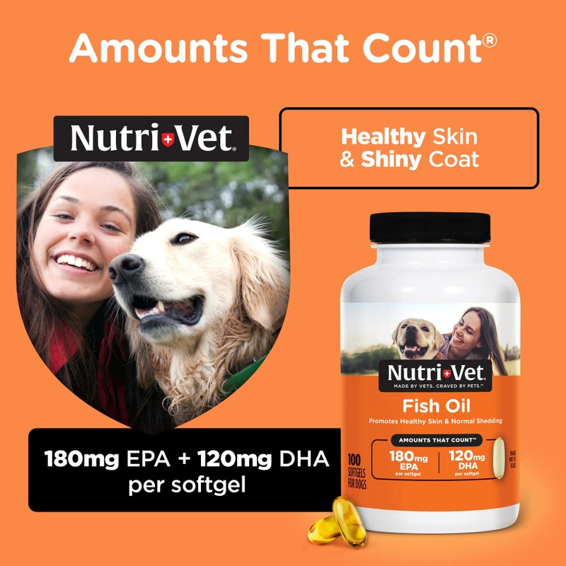 nutri vet Nutri-Vet Fish Oil Supplement for Dogs, Omega 3, Fish Oil for Dogs, Pet Supplies, Pet Vitamins and Supplements, EPA DHA Formula, Puppy Vitamins, Shed Control, New Puppy Essentials, 100 Count - Image 2