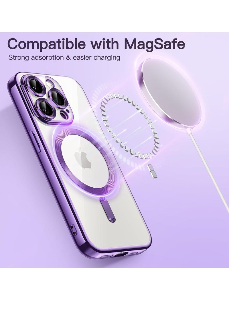 Raxoom Electroplated Case for iPhone 15 Pro Max 6.7-Inch, Camera Lens Full Protection, Compatible with MagSafe Wireless Charging, Shockproof Soft TPU Phone Cover (Purple) - Image 3