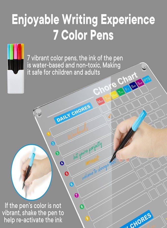 Bailkind Clear Magnetic Acrylic Dry Erase Calendar for Fridge, Monthly & Weekly/Chore Chart Planning Board Set for Kids/Adults/Teens, Includes 7 Colorful Markers, 16"x12" - Image 3