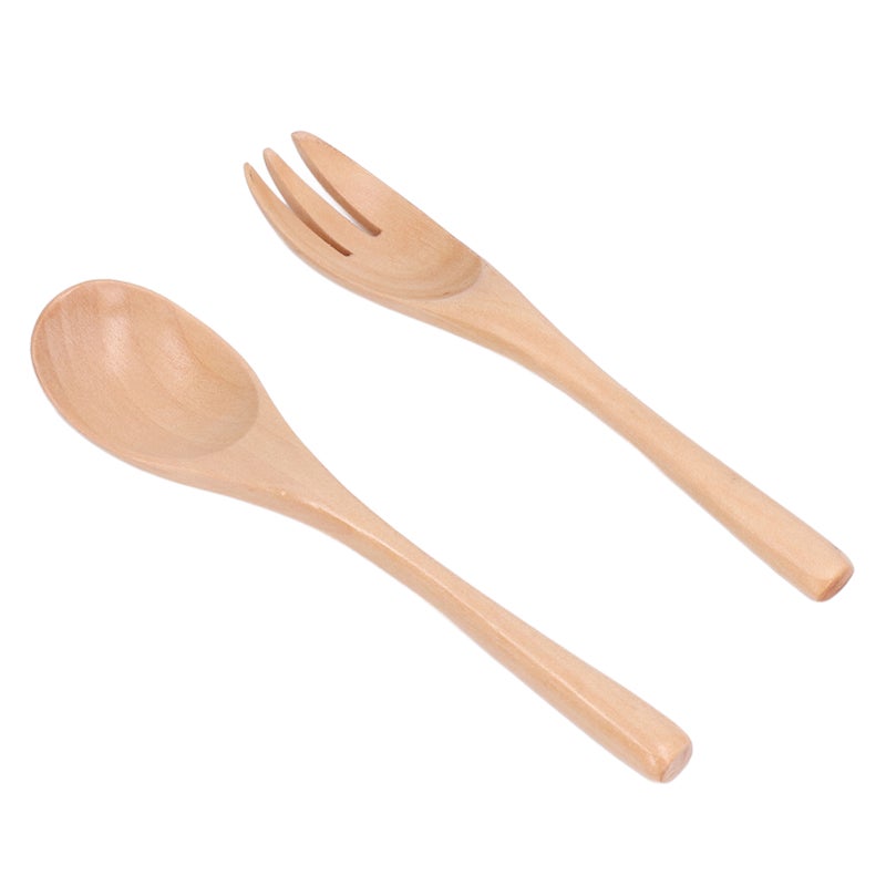 Wooden Spoon Fork Set Natural Environmentally Friendly Reusable Salad Servers Tableware Supplies - Image 5