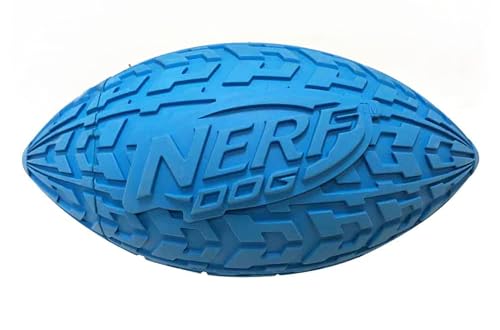 Nerf Dog Tire Squeak Football Outdoor Dog Toy 6 Inch Dog Football Squeaking Toy for Medium and Large Breeds Blue - Image 1