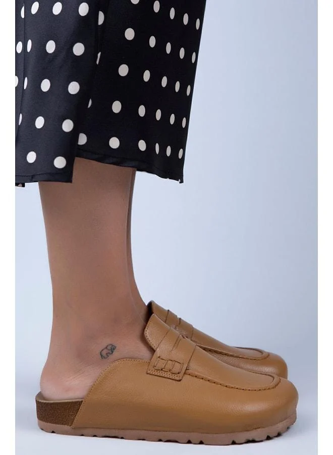Manijero  Lori Women's Genuine Leather Slippers in Tan - Brown for Women | Best Price UAE