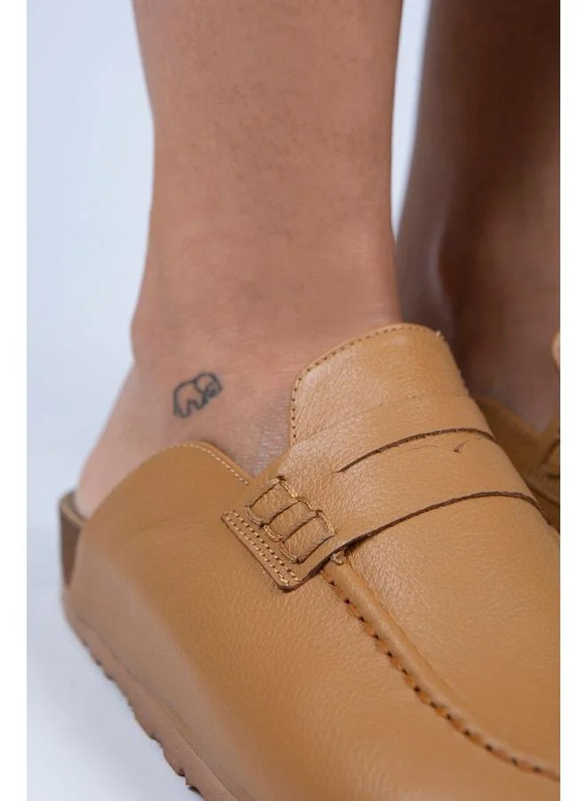 Manijero  Lori Women's Genuine Leather Slippers in Tan - Brown for Women | Best Price UAE