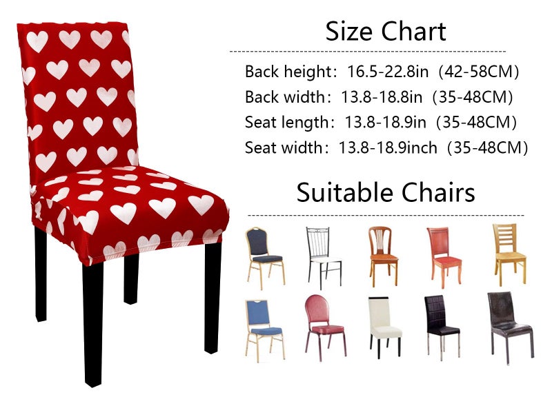 Whaline 4Pcs Valentine' s Day Chair Covers Dining Chair Slipcover Red White Heart Removable Seat Covers for Wedding Anniversary Home Kitchen Hotel Restaurant Decor - Image 3