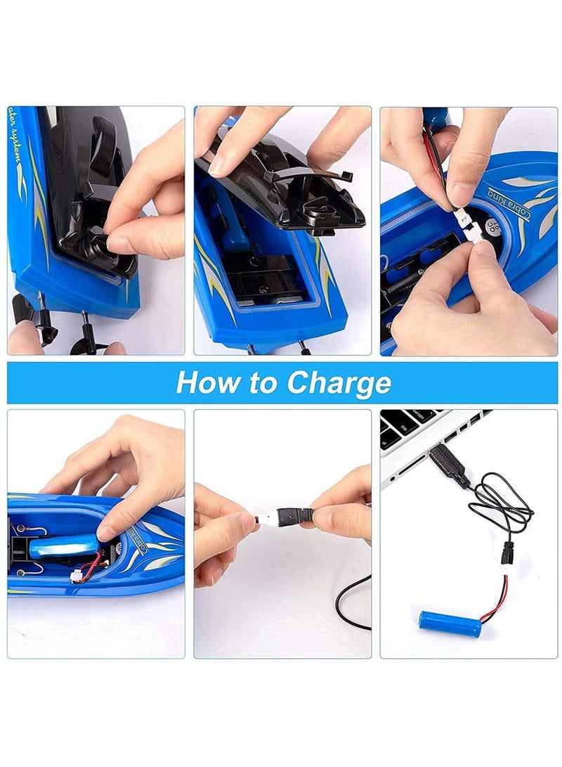 VITION Remote Control Boats, Waterproof Remote Control Boat with 2.4GHz High-Speed Controller – RC Boat for Kids and Adults with Rechargeable Battery (Blue) - Image 2