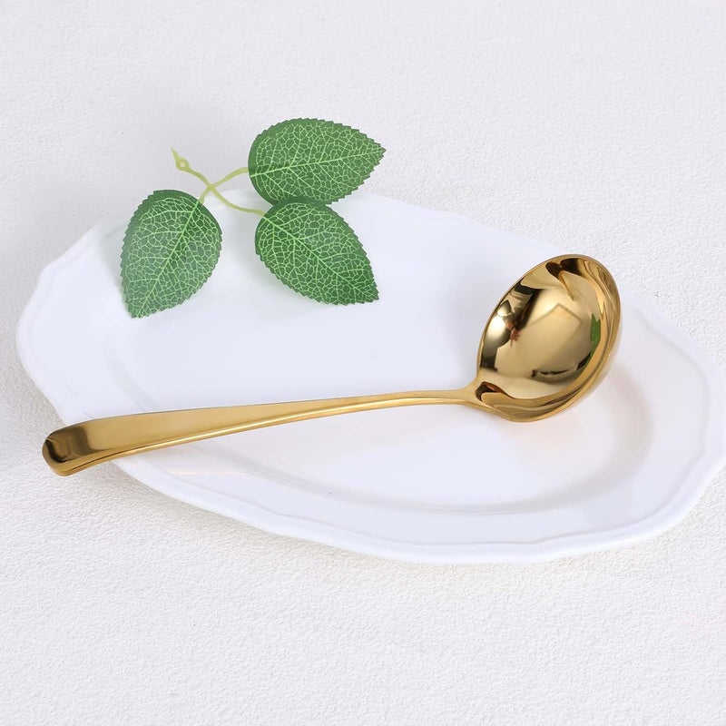 Hariendny Stainless Steel Gold Soup Ladle, 20 cm Sauce Ladle, Soup Ladle, Serving Spoon of Soups and Stews, Dishwasher Safe - Image 3