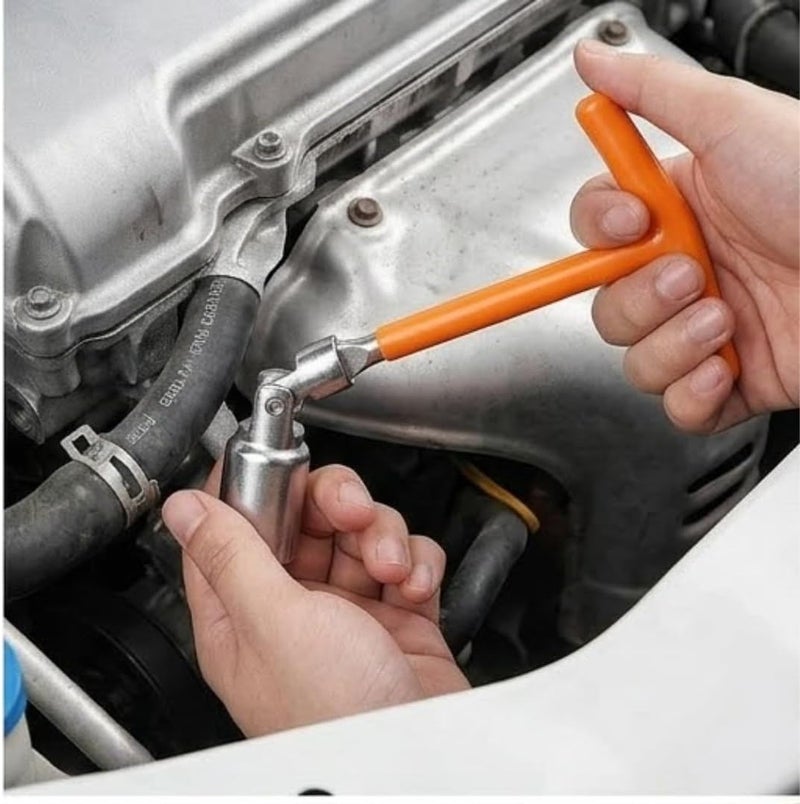 Hasanat Essentials 3-Piece Spark Plug Wrench Tool Set with Flexible T-Handle and 21mm Sockets - Image 3