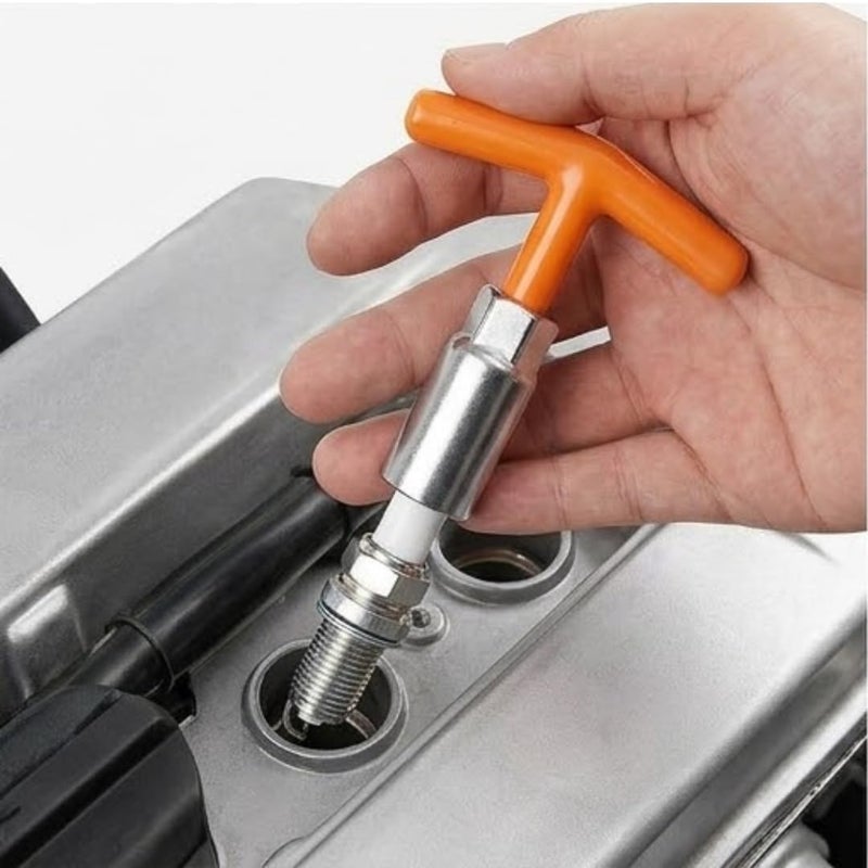 Hasanat Essentials 3-Piece Spark Plug Wrench Tool Set with Flexible T-Handle and 21mm Sockets - Image 4