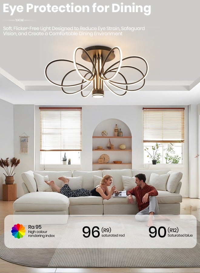 YATAI LIGHTING Modern LED Chandelier, 130W Remote Control Dimmable Light, 34.6in Length, Three Color Temperatures (3000K-6000K), Ideal for Living & Dining Rooms, Bedrooms, 15-20m² Spaces  - Image 3