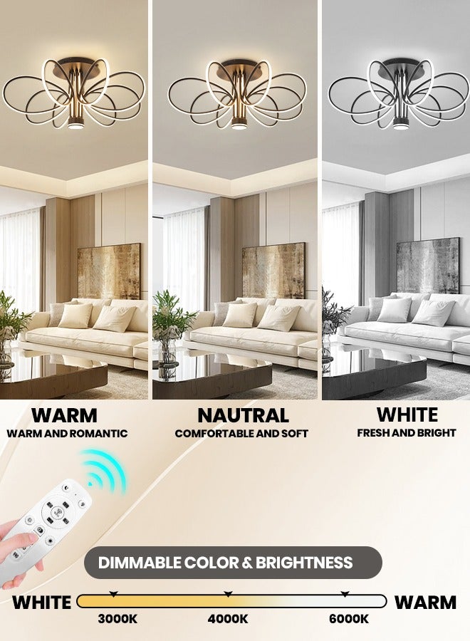 YATAI LIGHTING Modern LED Chandelier, 130W Remote Control Dimmable Light, 34.6in Length, Three Color Temperatures (3000K-6000K), Ideal for Living & Dining Rooms, Bedrooms, 15-20m² Spaces  - Image 4