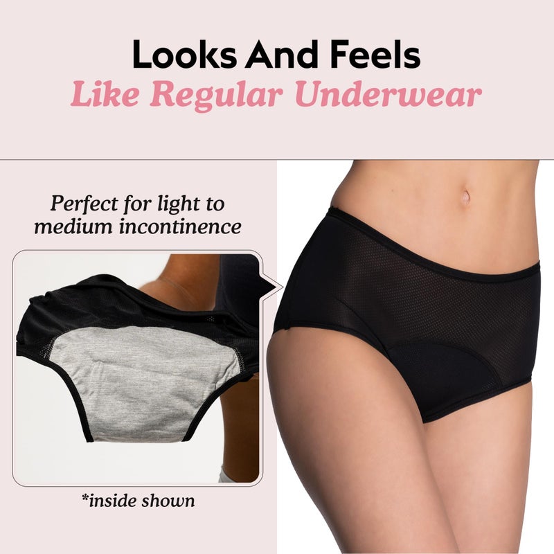 Everdries Washable & Reusable Incontinence Underwear for Women Over 60 - Leakproof, Discreet, Absorbent, Machine-Washable Panties (Original, XXL, Pack of 5) - Image 3