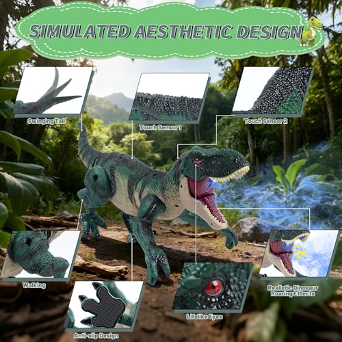 MagicKidz Remote Control Dinosaur Toys for Kids Birthday Gifts for Ages 34 57 812 Year Old RC Walking Dinosaur with Spray Roar Light Fun Interactive Dino for Boys - Image 5
