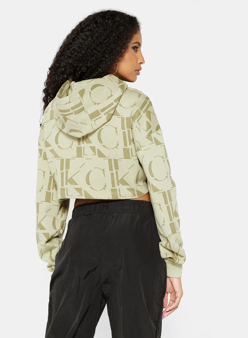 Calvin Klein Jeans All-Over Print Zip-Up Crop Hoodie