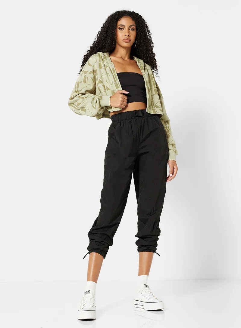 Calvin Klein Jeans All-Over Print Zip-Up Crop Hoodie