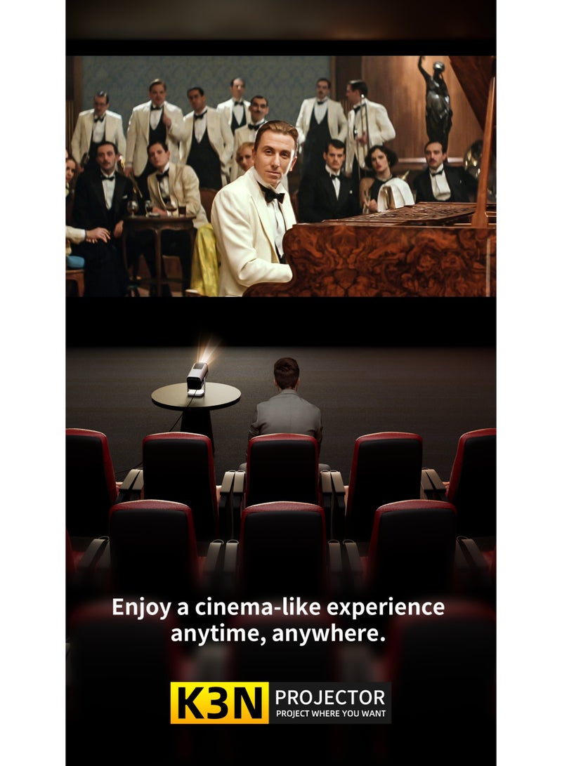 Portable projector - Full HD 1920*1080P - Support 4K - Autofocus - Equipped with Android 11.0 system, dual 5W HiFi output, support WiFi 6/Bluetooth 5.4 - Image 4