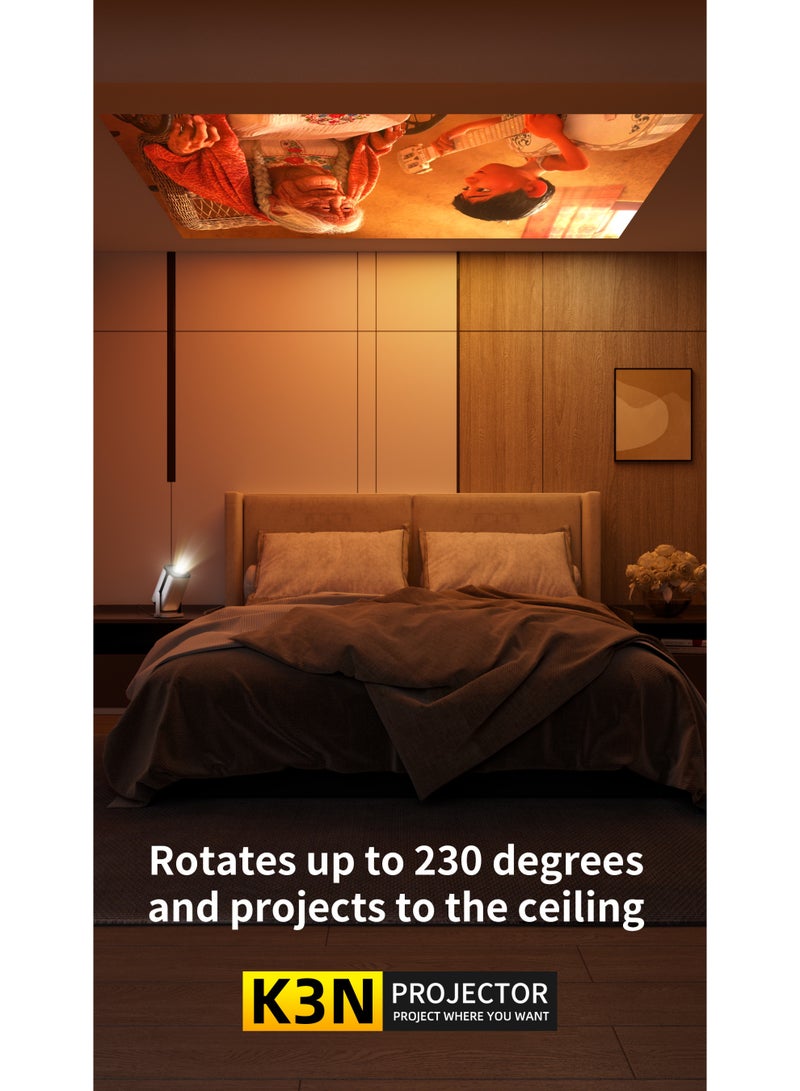 Portable projector - Full HD 1920*1080P - Support 4K - Autofocus - Equipped with Android 11.0 system, dual 5W HiFi output, support WiFi 6/Bluetooth 5.4 - Image 2