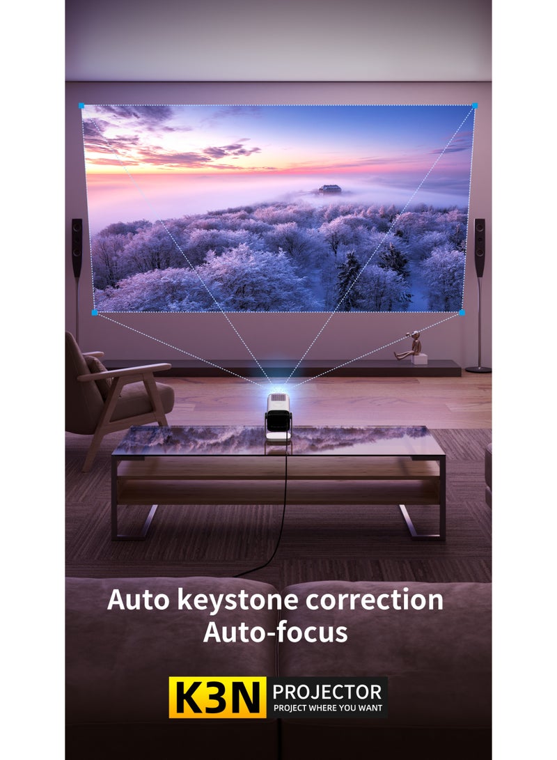 Portable projector - Full HD 1920*1080P - Support 4K - Autofocus - Equipped with Android 11.0 system, dual 5W HiFi output, support WiFi 6/Bluetooth 5.4 - Image 3