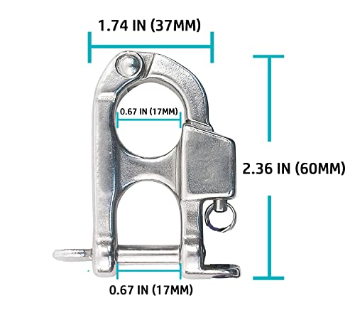 YUSOVE Quick Release Snap Shackle Boat Marine 316 Stainless Steel Eye Snap Shackle,High Strength Snap Hook for Surfing,Diving,Sailing Rigging Shackles,with Nylon Rope - Image 3