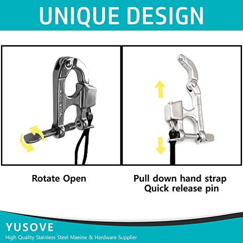 YUSOVE Quick Release Snap Shackle Boat Marine 316 Stainless Steel Eye Snap Shackle,High Strength Snap Hook for Surfing,Diving,Sailing Rigging Shackles,with Nylon Rope - Image 4