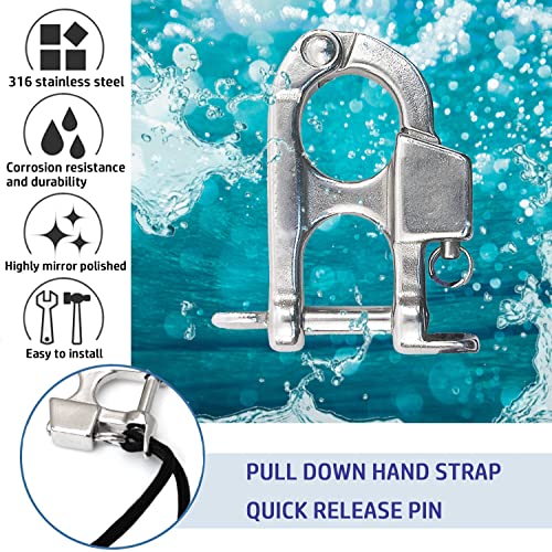 YUSOVE Quick Release Snap Shackle Boat Marine 316 Stainless Steel Eye Snap Shackle,High Strength Snap Hook for Surfing,Diving,Sailing Rigging Shackles,with Nylon Rope - Image 5