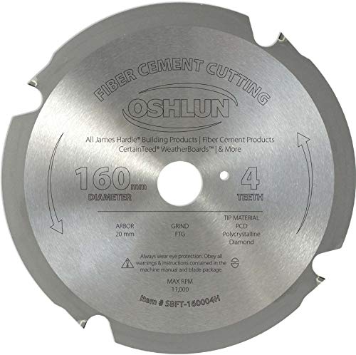 Oshlun SBFT-160004H 160mm 4 Tooth FesPro Fiber Cement Cutting FTG Saw Blade with 20mm Arbor for Festool TS 55 EQ, DeWalt DWS520, and Makita SP6000K - Image 3